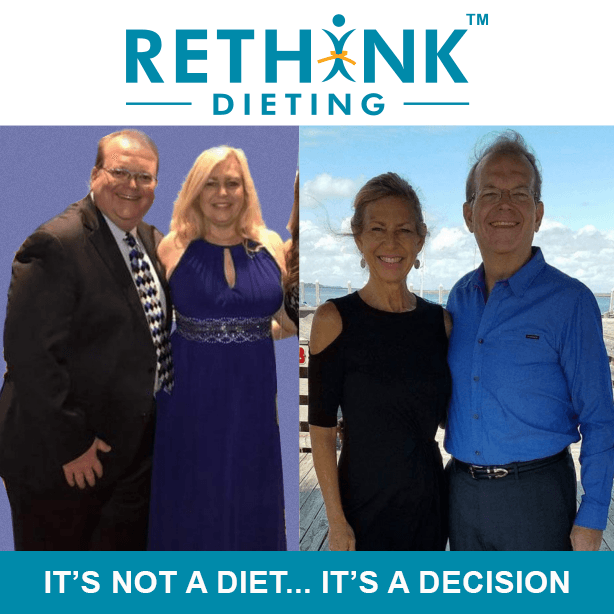 Alan and Angie Thomas before and after - Alan lost 129 pounds using the Math Diet method
